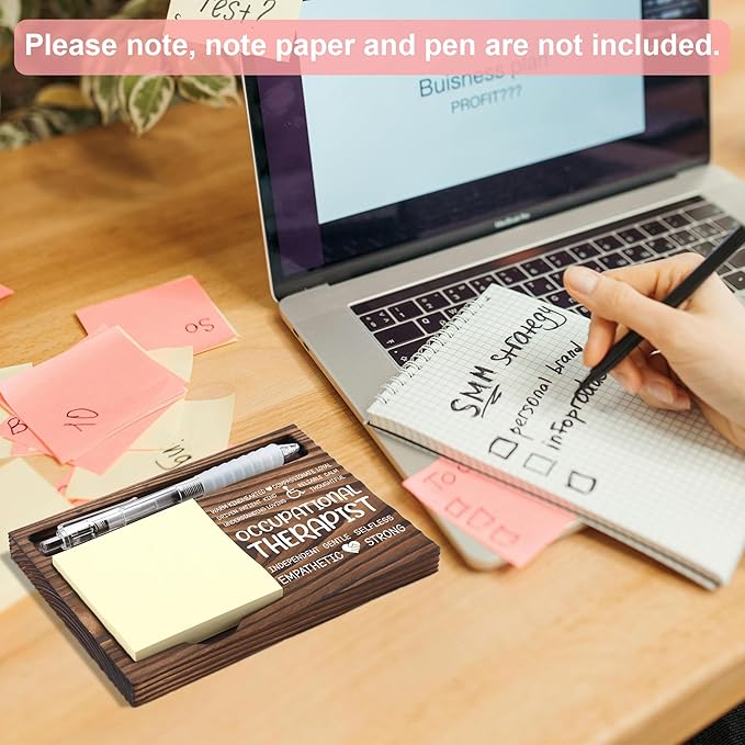 Occupational Therapist Appreciation Gifts, Thank You Gift for Occupational Therapist, OT Office Coworkers Staff Appreciation Gifts, Sticky Note Holder Wooden Notepad & Pen Holder 6.5" x 4.7" - FTA265