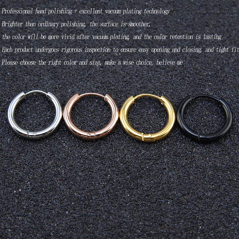 316L Surgical Stainless Steel Huggie Hoop Earrings 11mm Hypoallergenic Earrings Hoop Cartilage Helix Lobes Hinged Sleeper Earrings For Men Women (D01:11mm Gold(THK 2.0mm))
