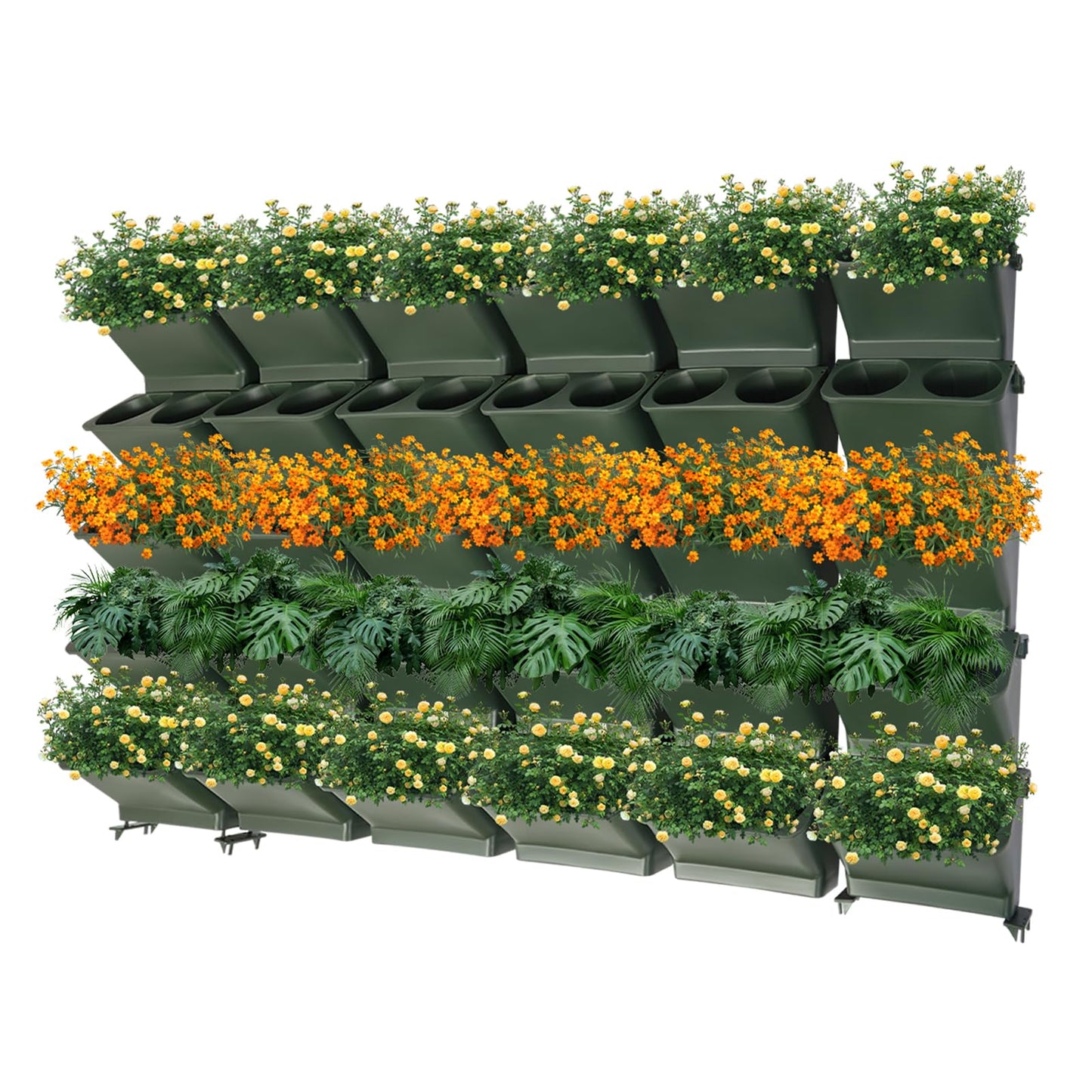 BILPIKOGoo Vertical Wall Planter Stackable Wall Planter, 60 Pockets Indoor Outdoor Living Wall Mounted - Self Watering Stackable Plastic Pot Herb Plants Home Balcony Decoration