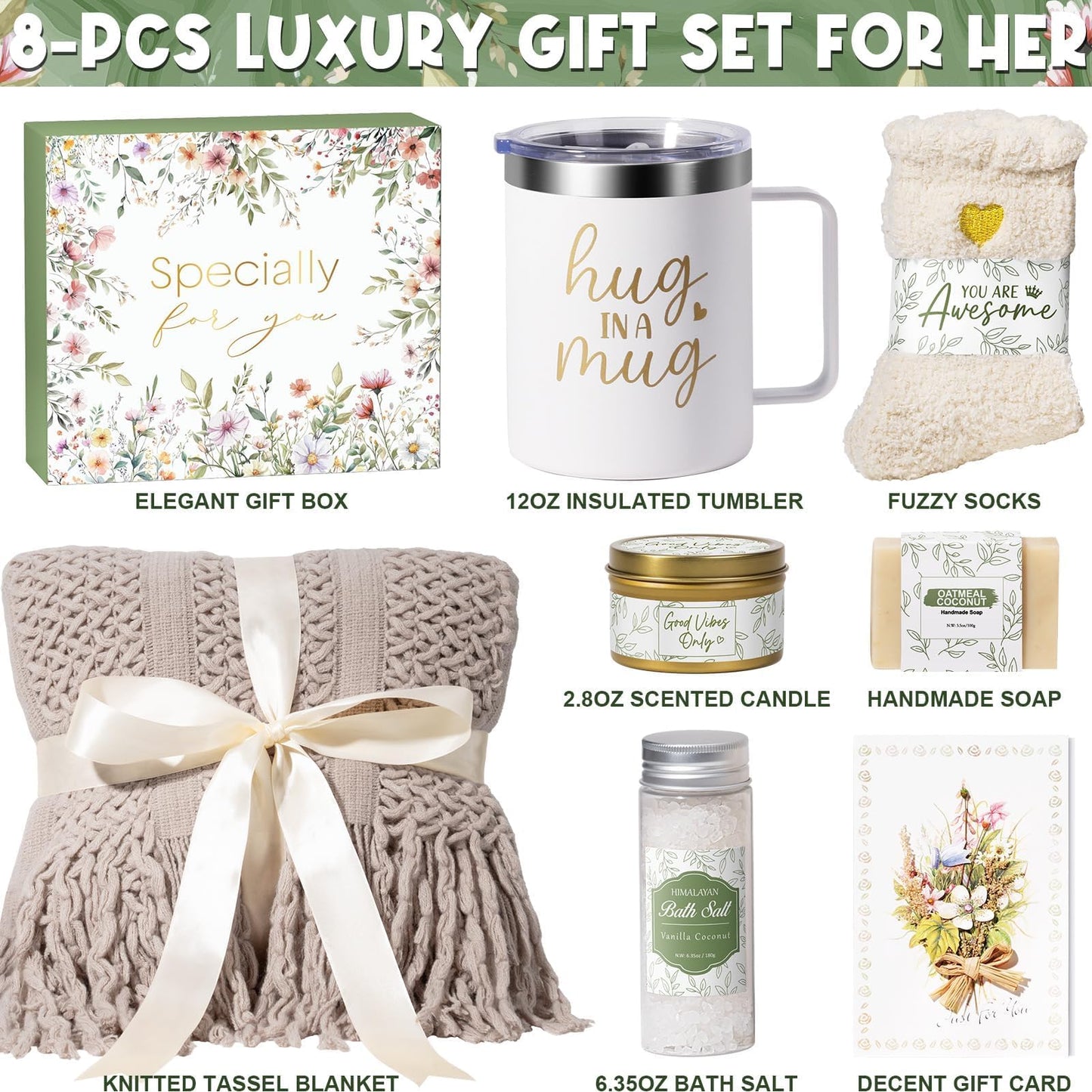 Self Care Gifts for Women Get Well Soon Gifts, Birthday Gifts for Women Care Package, Sympathy Gift Baskets Spa Gifts Thinking of You Inspirational Mothers Day Gifts for Mom Her Wife Friend Grandma