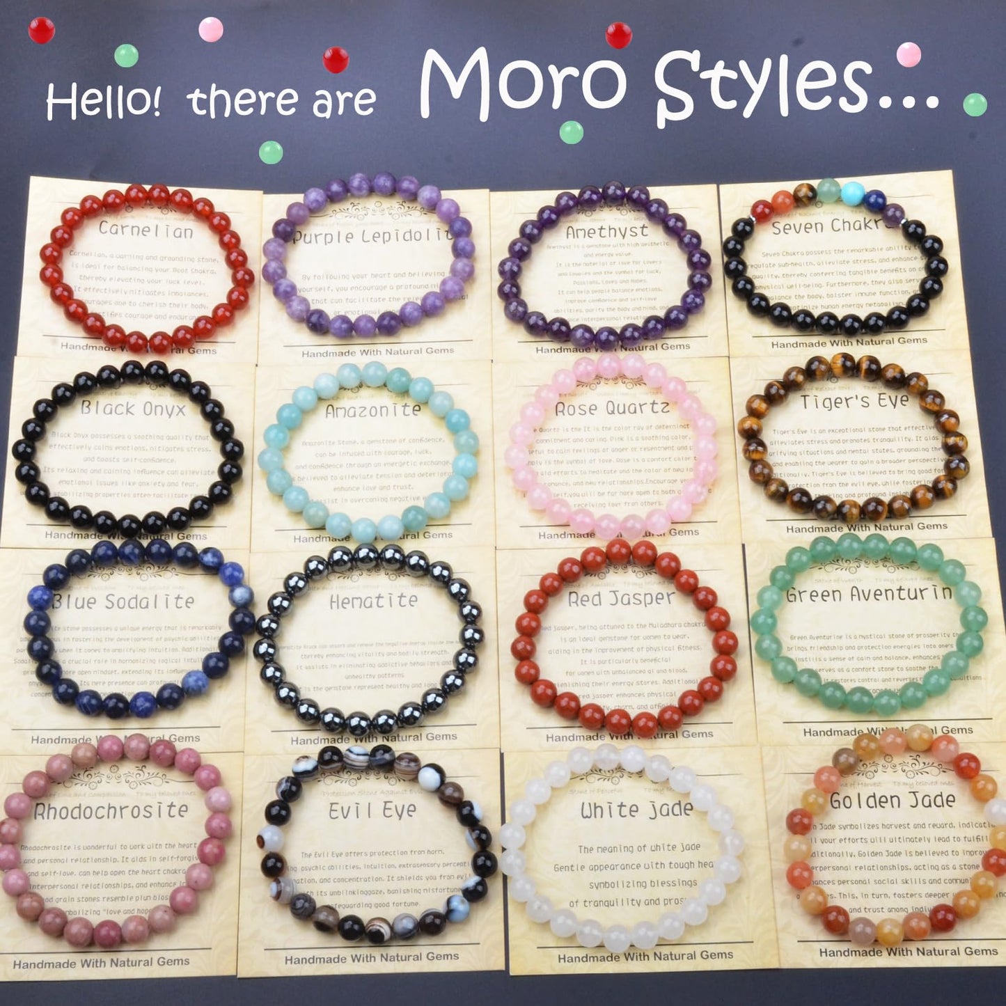 CHCCOYE 6mm Natural Healing Gemstone Bracelet Handmade Yoga Stretch Elastic Bracelet Stress Relief Crystal Jewelry for Men and Women (6mm Lapis Lazuli)