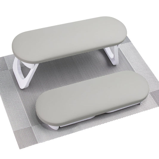Subay Arm Rest for Nails Tech, Foldable PU Leather Nail Hand Rest for Hand Holder, Nail Stand Pillow with Nail Art Desk Mat for Manicure, Nail Supplies Tech for Salon Home Use - Dark Grey