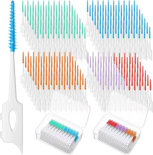 600 Pcs Soft Interdental Brushes Disposable Gum Picks Dental Floss with Case Picks Dental Braces Brush for Teeth Cleaning and Gum Health