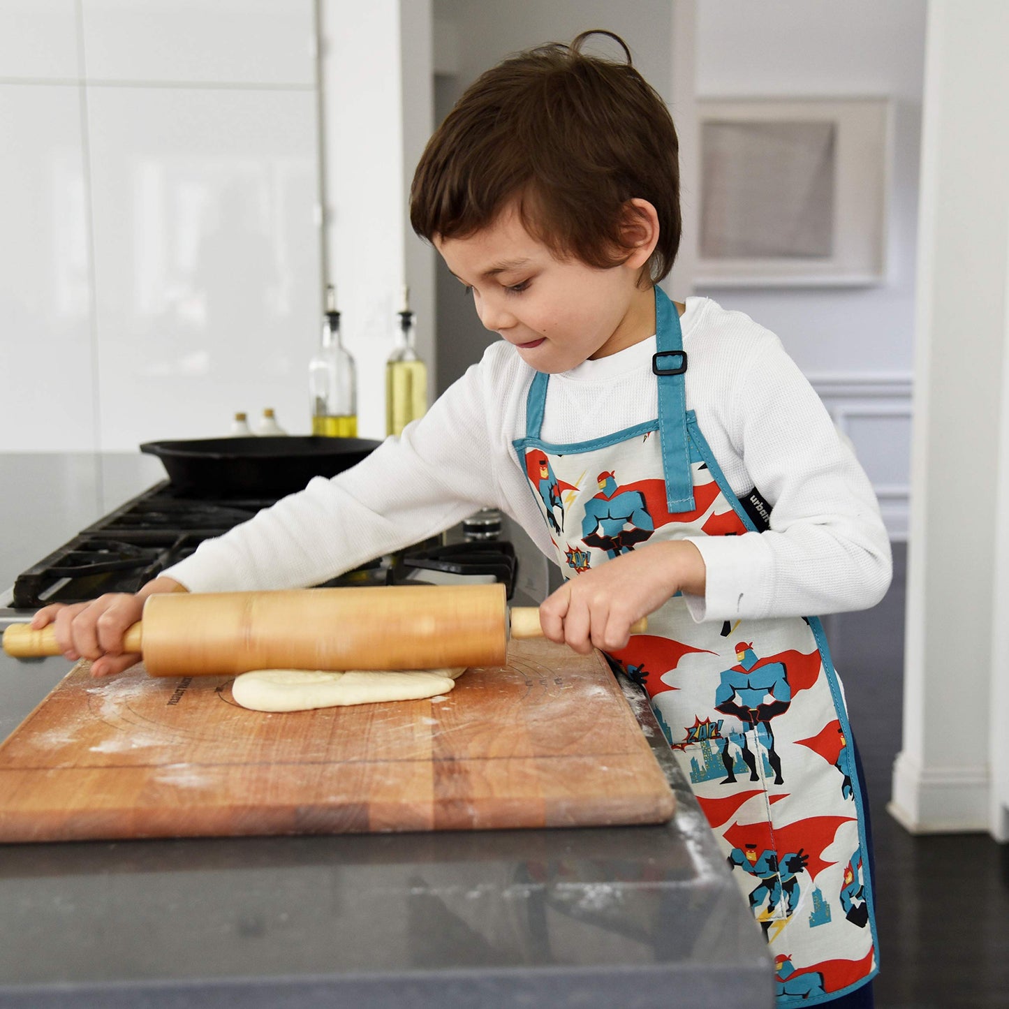 Urban Infant Little Helper Kids Apron - Children's Cooking Art Gardening - Great Gift for Toddler Boys and Girls - Poppies, Small