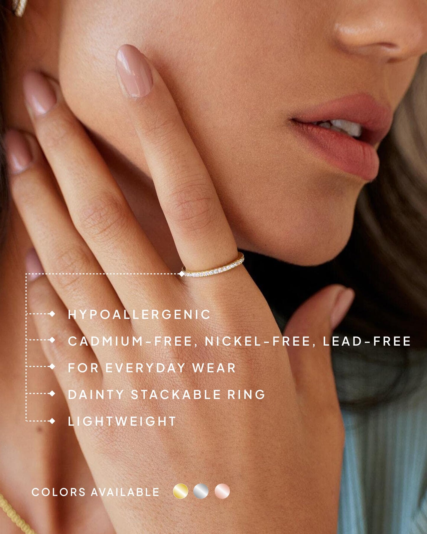 PAVOI 18K Yellow Gold Vermeil 925 Sterling Silver Stackable CZ Ring for Women | Thin Band for Stacking | Simulated Diamond Eternity Wedding Band | Size 7