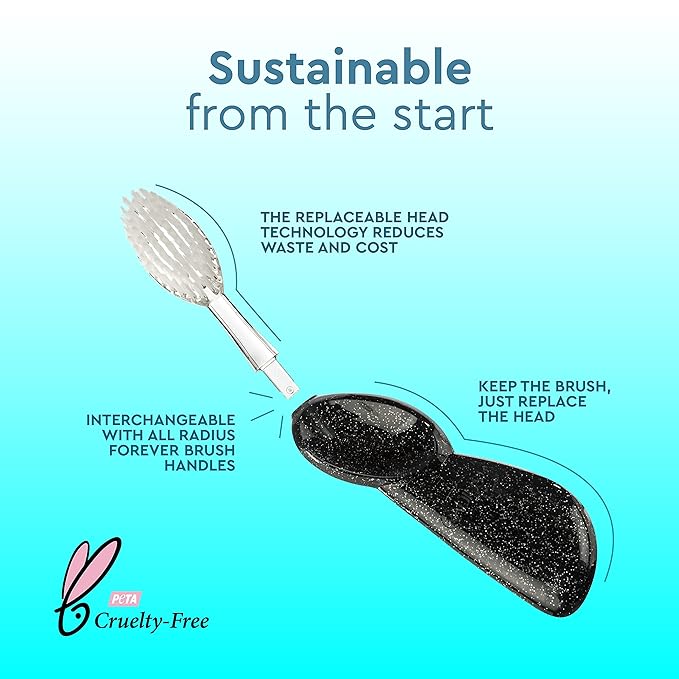 RADIUS Big Brush with Replaceable Head BPA Free & ADA Accepted Toothbrush Designed to Improve Gum Health & Reduce Gum Issues - Left Hand - Midnight Sky/Marble/Soda Pop Eco Grind - Pack of 3