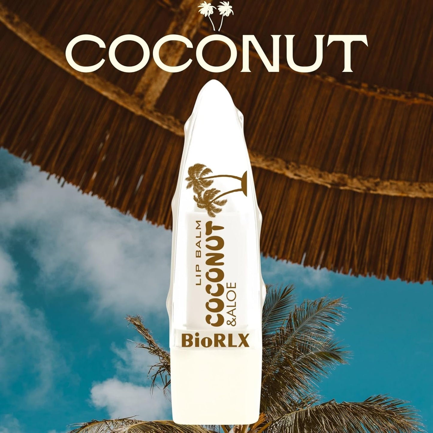 BioRLX Coconut Oil Lip Balm - Natural Hydration with Coconut’s Nourishing Properties for Everyday Lip Care (Three Lip Balm) (Coconut, 0.12 Ounce (Pack of 3))