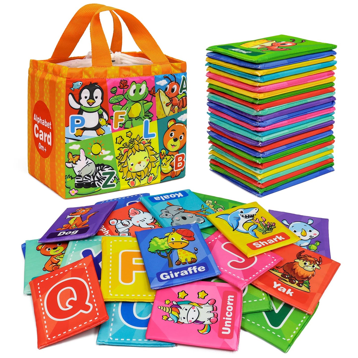Dr.Rapeti Soft Alphabet Cards, 26pcs ABC Alphabet, 26 Letters Flash Cards with Storage Bag Washable Non-Toxic, Early Learning Toy, Baby Bath Toy for Baby Infant Toddler Kids