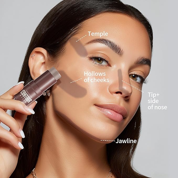 Cream Contour Stick, Cool Toned Contour & Sculpt Stick for Natural Sculpted Face Makeup, Creamy Texture & Non Cakey, Long Lasting Cream Bronzer Stick, Buildable & Highly Pigmented, (06 Tawny Amber)