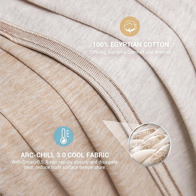 Elegear Revolutionary Cooling Blanket Throw Absorbs Heat to Keep Body Cool for Night Sweats, Arc-Chill 3.0 Cool Fiber Q-Max>0.5 for Hot Sleepers, Lightweight Summer Cold Blankets for Sleeping, Beige