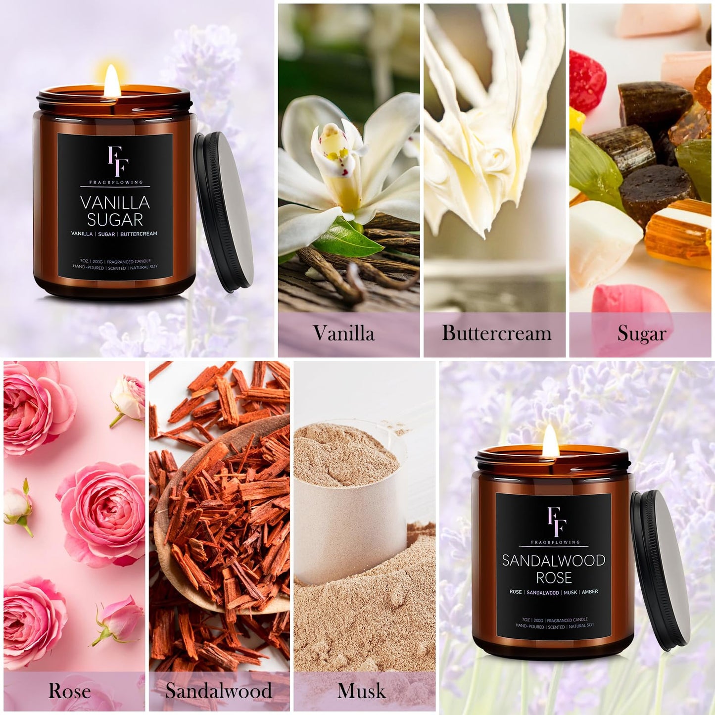 Scented Candles for Home Scented Aromatherapy Candles, 4 Pack 28 Oz Soy Wax Candle Gift Set for Women Men (Lemon Lavender/Vanilla Sugar/Sandalwood Rose/Moroccan Amber)