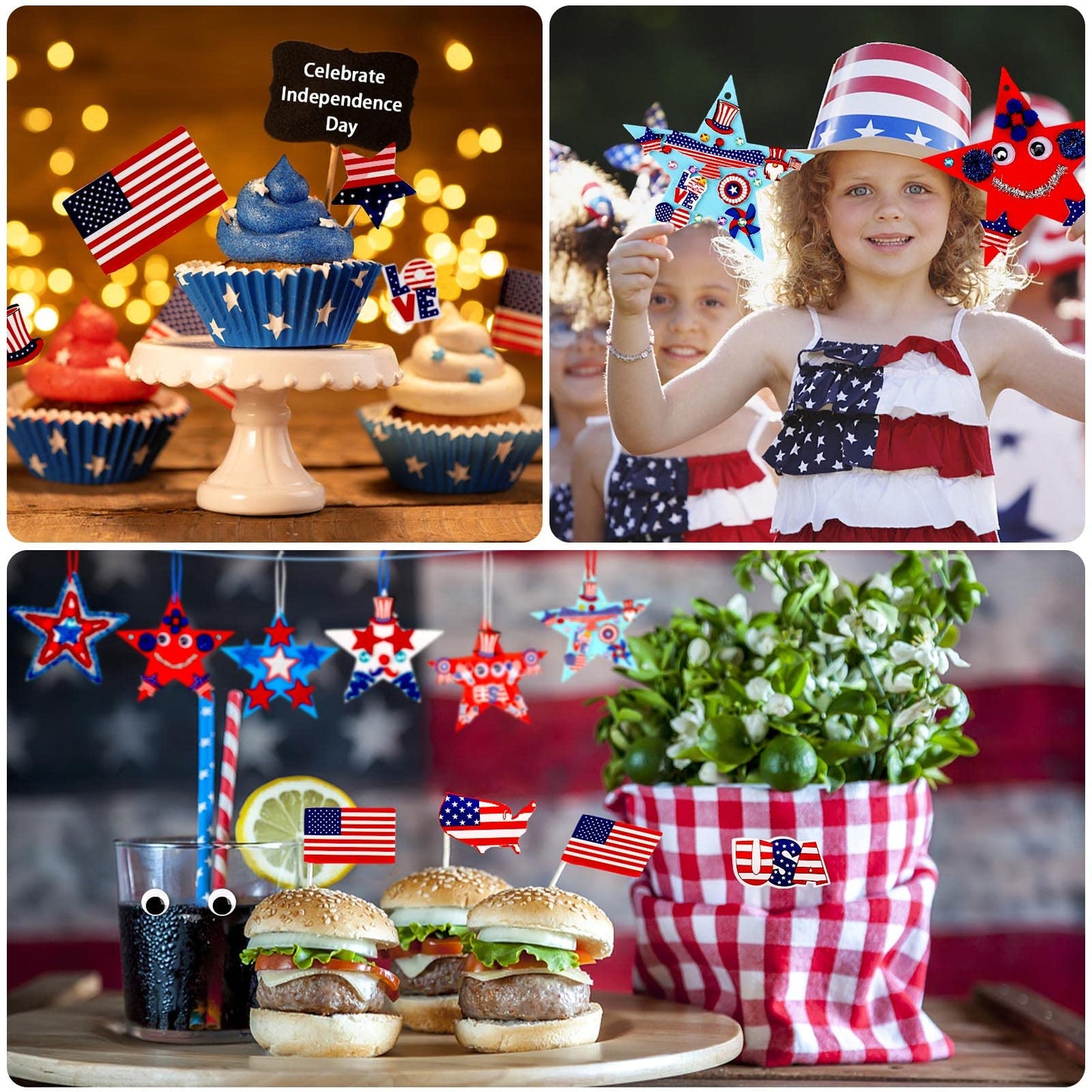 JULBEAR 418pcs 4th of July Star Foam Craft, Patriotic Self-Adhesive Glitter Foam Stickers Crafts Kit for Independence Day Patriotic Party Favors Kids Classroom Activity Decorations Supplies