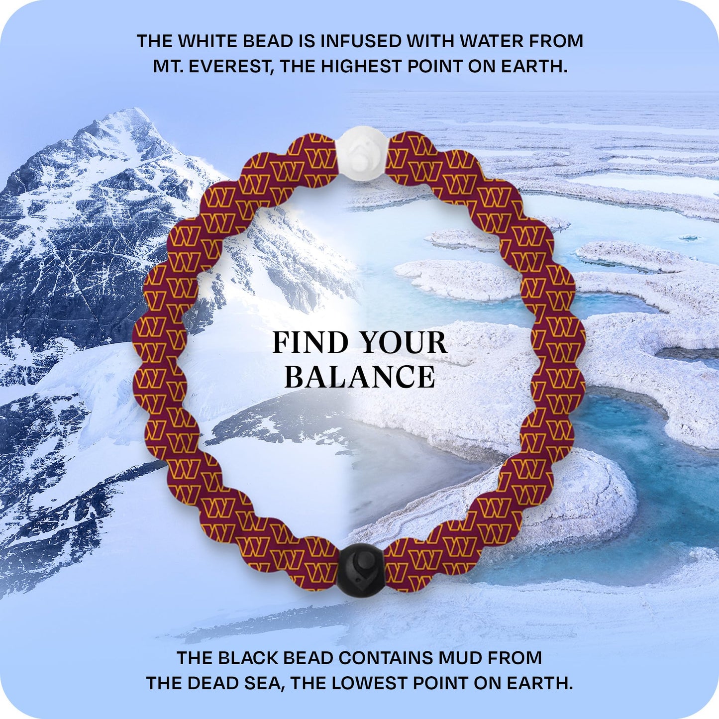 Lokai Silicone Beaded Bracelet for Men & Women, NFL Football Collection - Washington Commanders, Medium - Silicone Jewelry Fashion Bracelet Slides-On for Comfortable Fit