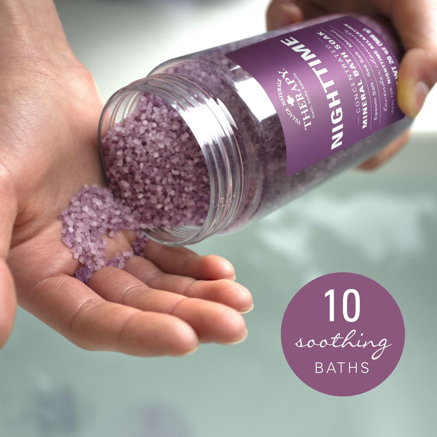 Village Naturals Therapy Nighttime Concentrated Mineral Bath Soak, 20 oz, Pack of 4