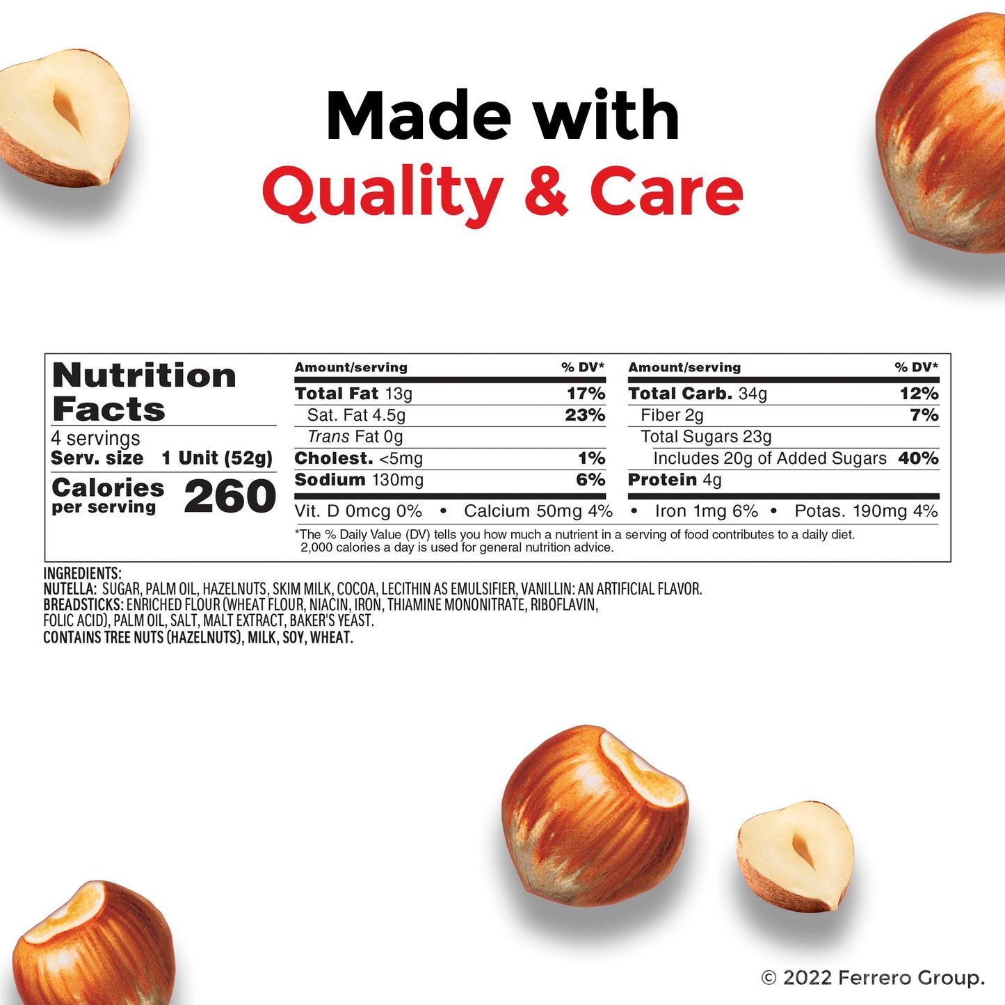 Nutella & GO! Bulk 24 Pack, Hazelnut and Cocoa Spread with Breadsticks, Stocking Stuffers, Snack Cups, 1.8 oz Each
