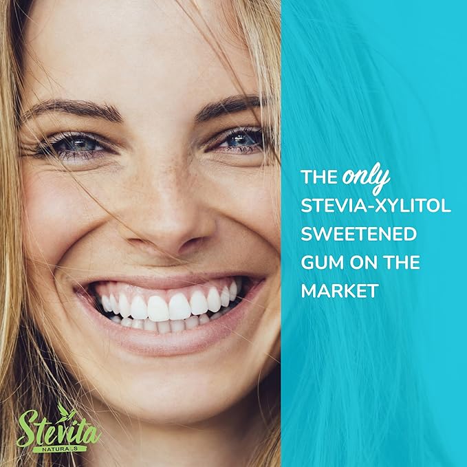 Stevita Hum, Peppermint - Sugar-Free Gum - 12 Pieces, Pack of 12 - Supports Oral Health - Non-GMO, Vegetarian, Keto, Gluten Free (Package may vary)