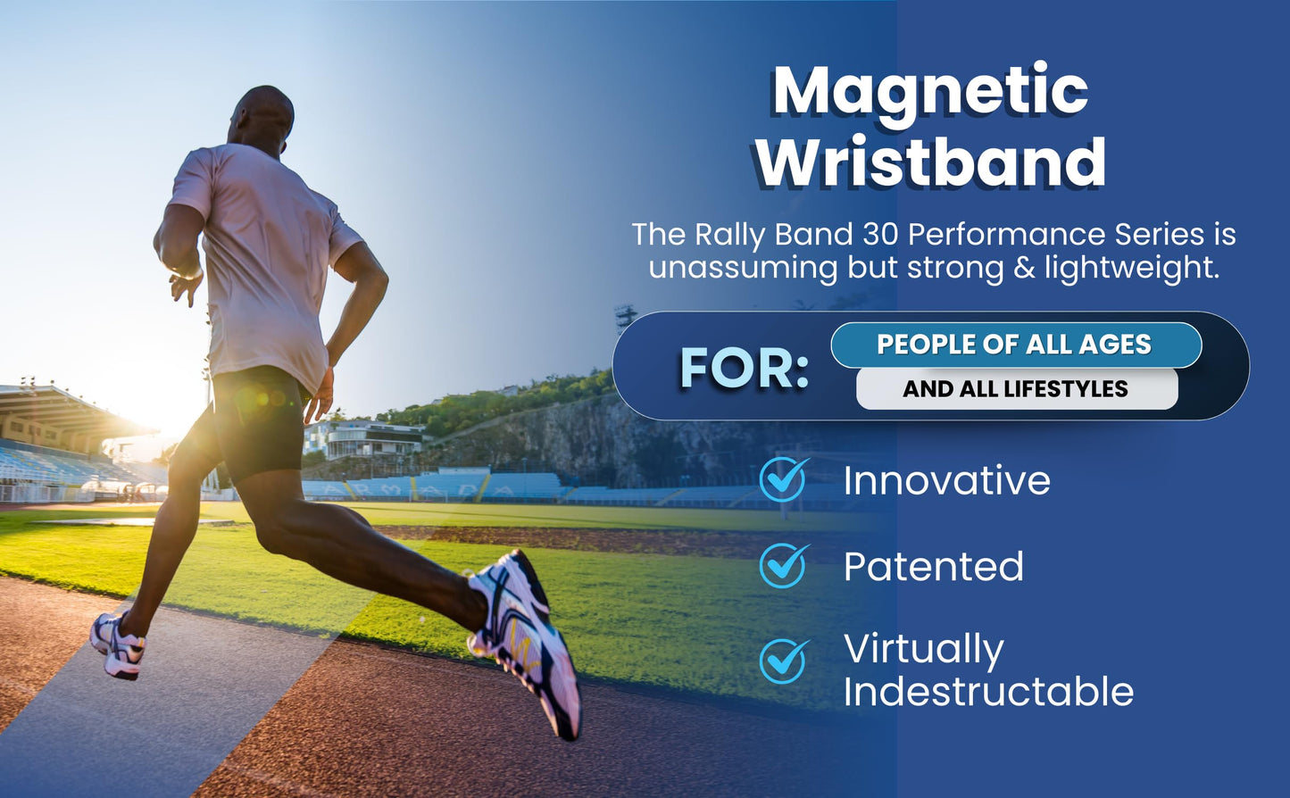 AceMagnetics Rally Band 30 Magnet Bracelet Performance Series: Black - L