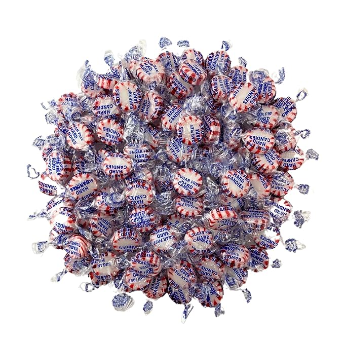 Sugar Free Peppermint Starlight Mints Hard Candy - 1 lb Bulk Bag Individually Wrapped Keto And Diabetic Friendly Gourmet Peppermint Flavored Candies (16oz)