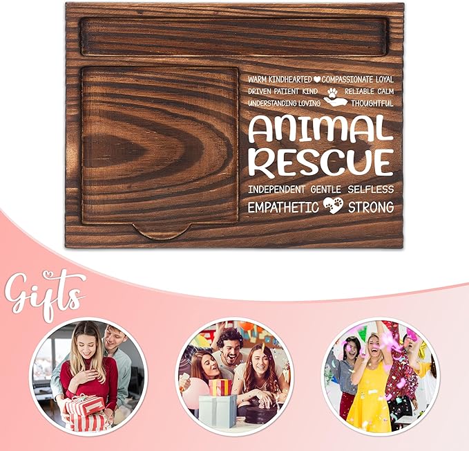 Animal Rescue Appreciation Gifts, Thank You Gift for Animal Rescue, Humane Shelter Office Coworkers Staff Appreciation Gifts, Sticky Note Holder Wooden Notepad & Pen Holder 6.5" x 4.7" - FTA276