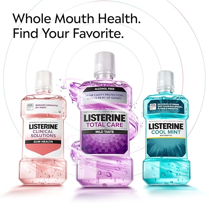 Listerine Gum Therapy Antiplaque & Anti-Gingivitis Mouthwash, Oral Rinse to Help Reverse Signs of Gingivitis Like Bleeding Gums, ADA Accepted, Glacier Mint, Twin Pack, 2 x 1 L