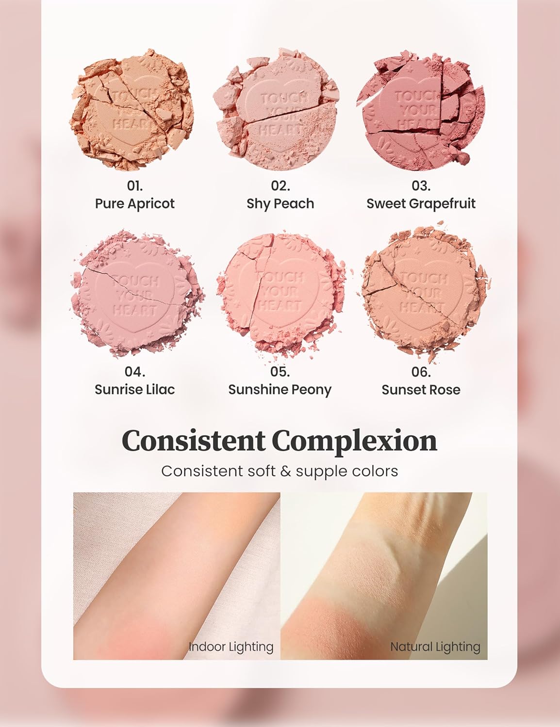 MILKTOUCH Touch My Cheek in Bloom Blush Pure Apricot | Face Blushes Compact Powder Makeup | Shimmer Powder Blush Oil Absorbing Powder Compact | Face Powder for Oily Skin Korean Blush (0.18oz)