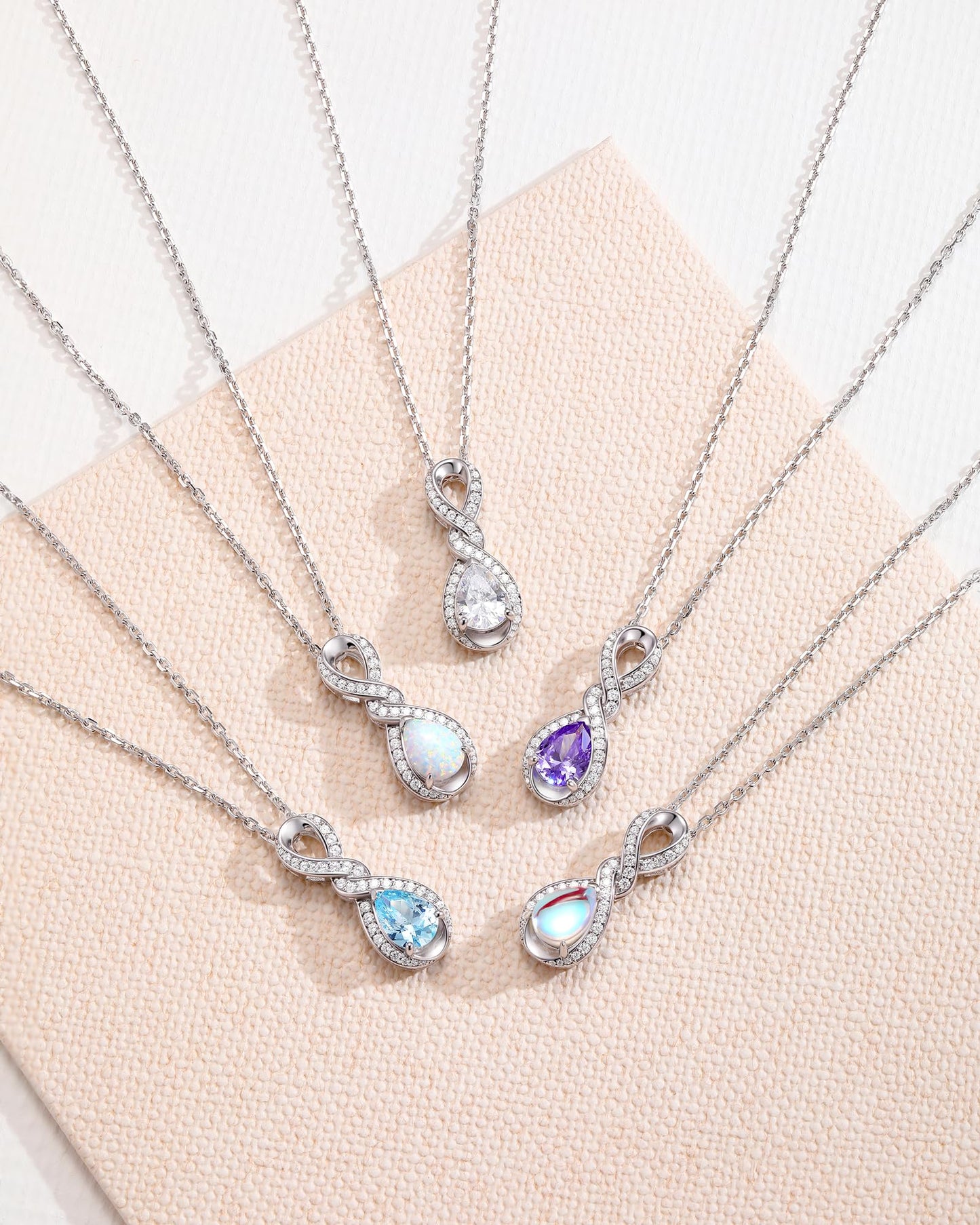 FANCIME Aquamarine Necklace March Birthstone Sterling Silver Dainty Infinity Knot Pendant Necklace Blue Gemstone Fine Jewelry Anniversary Birthday Graduation Mothers Day Gifts for Women Mom Her