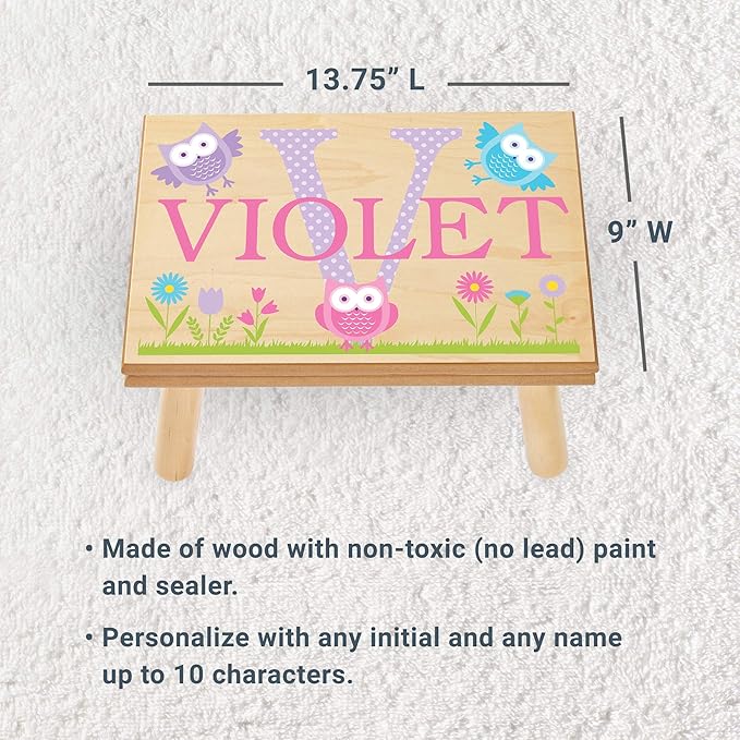 Let’s Make Memories Personalized My Own Name Step Stool - Children’s Step Stool - Sturdy Wood – Non-Toxic Paint, Sealer - Mermaid Design - Espresso - 14’Wx9.25”Lx8.75”H - Ages 3+