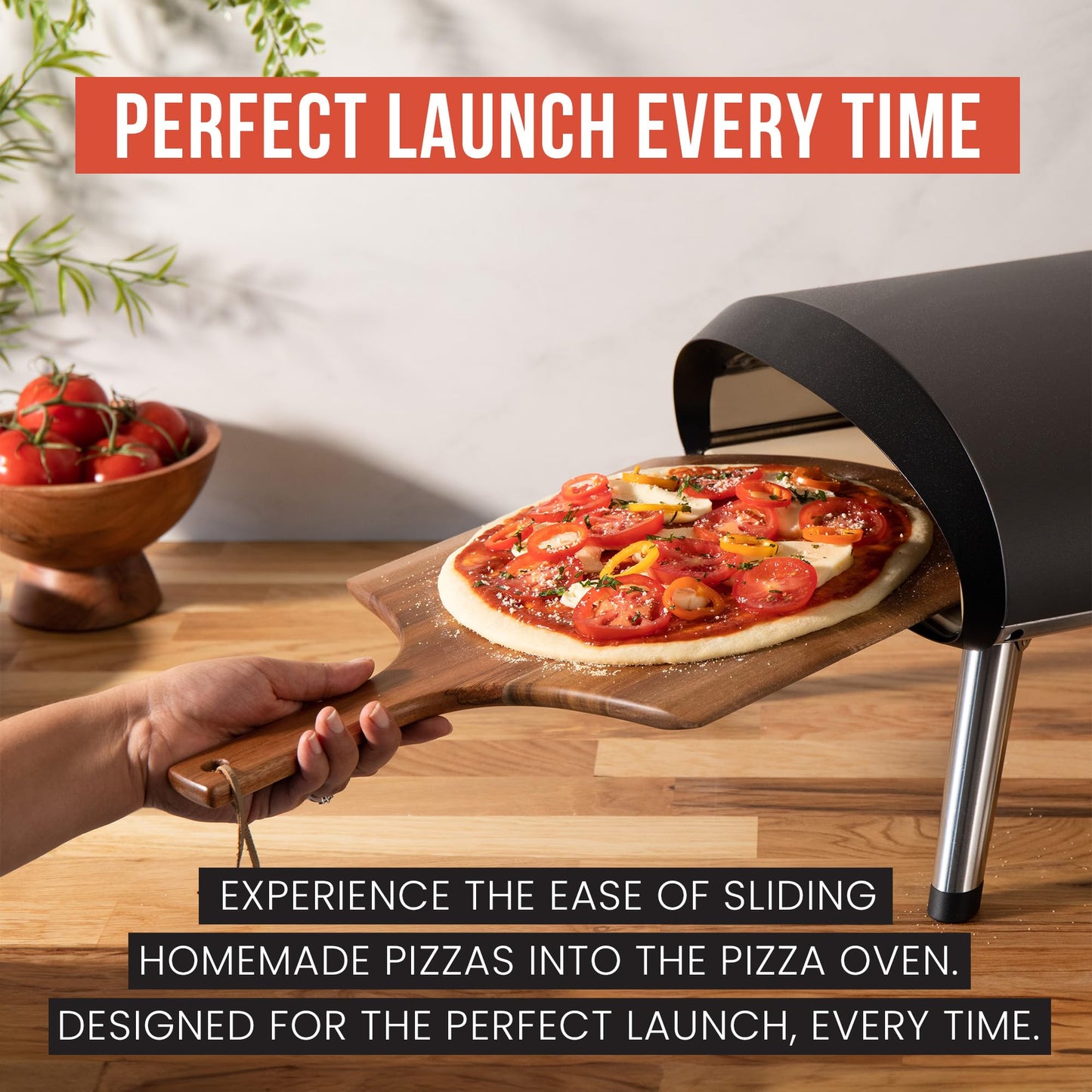 Chef Pomodoro 12-inch Acacia Pizza Peel, Wooden Pizza Peel 12 Inch, Homemade Wood Pizza Peel, Pizza Peel with Handle, Pizza Oven Accessories, Spatula Gourmet