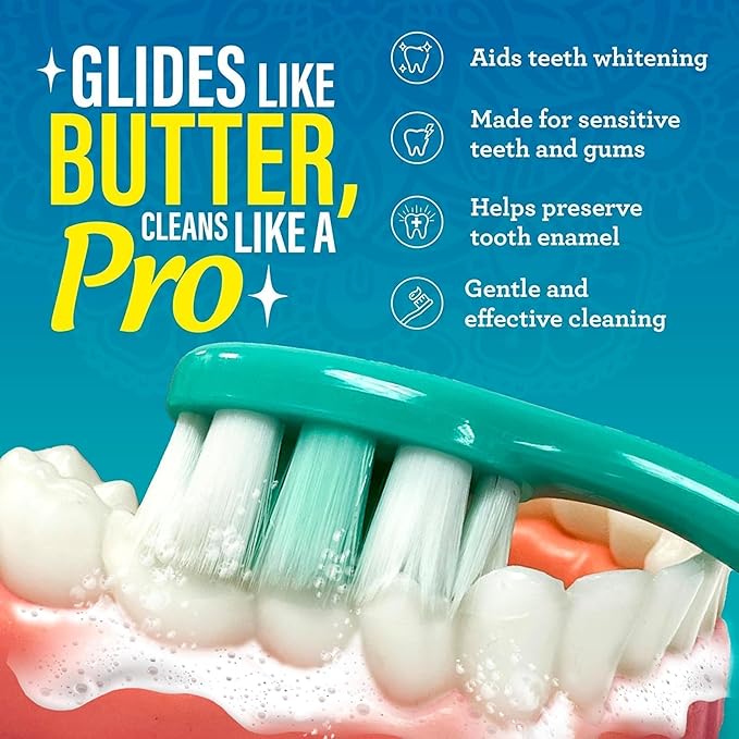 GuruNanda Butter On Gums Toothbrush, ADA Accepted, with 8000+ Ultra Soft Softex Bristles for Sensitive & Receding Gums, Perfect for Whiter Teeth, 2 Ct (Pack of 2)