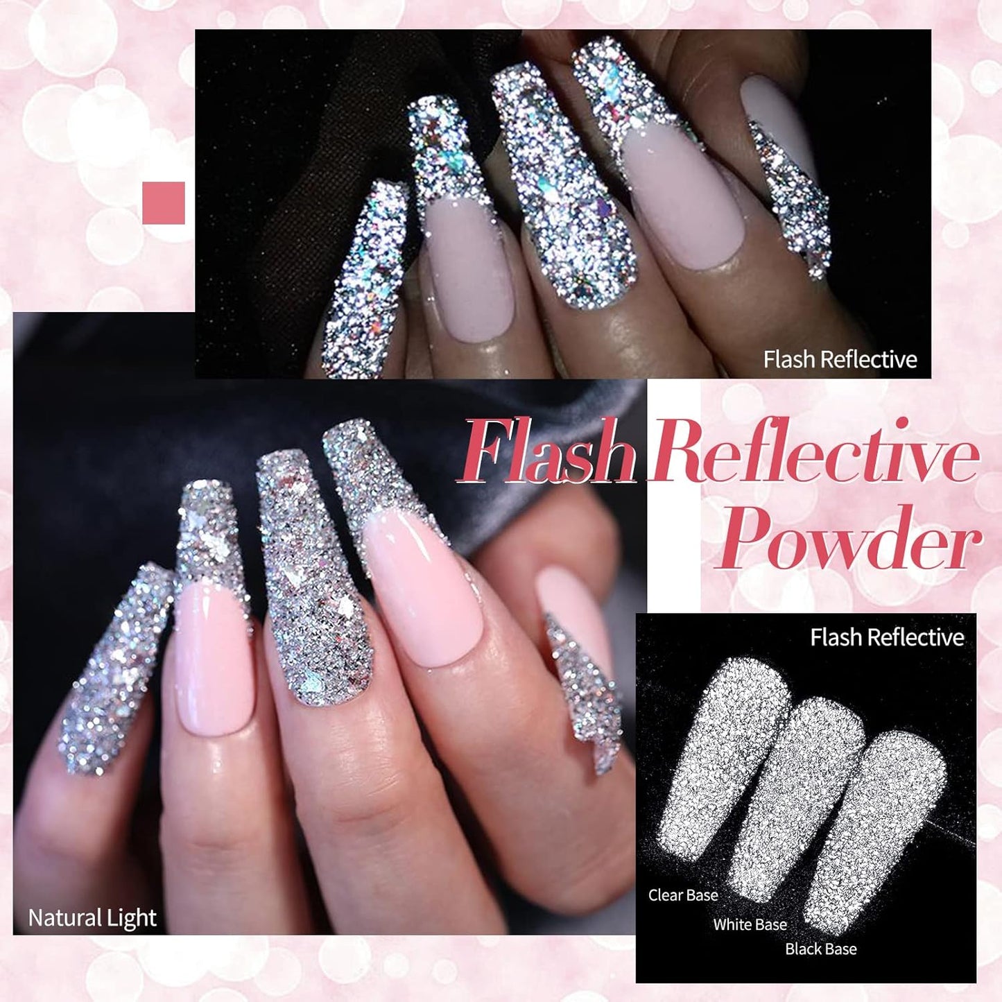 BORN PRETTY Chrome Nail Powder Holographic Nail Art Auroras Mermaid Pearl Nail Powder Reflective Glitter Manicure Pigment Chrome Powder 6 Boxes