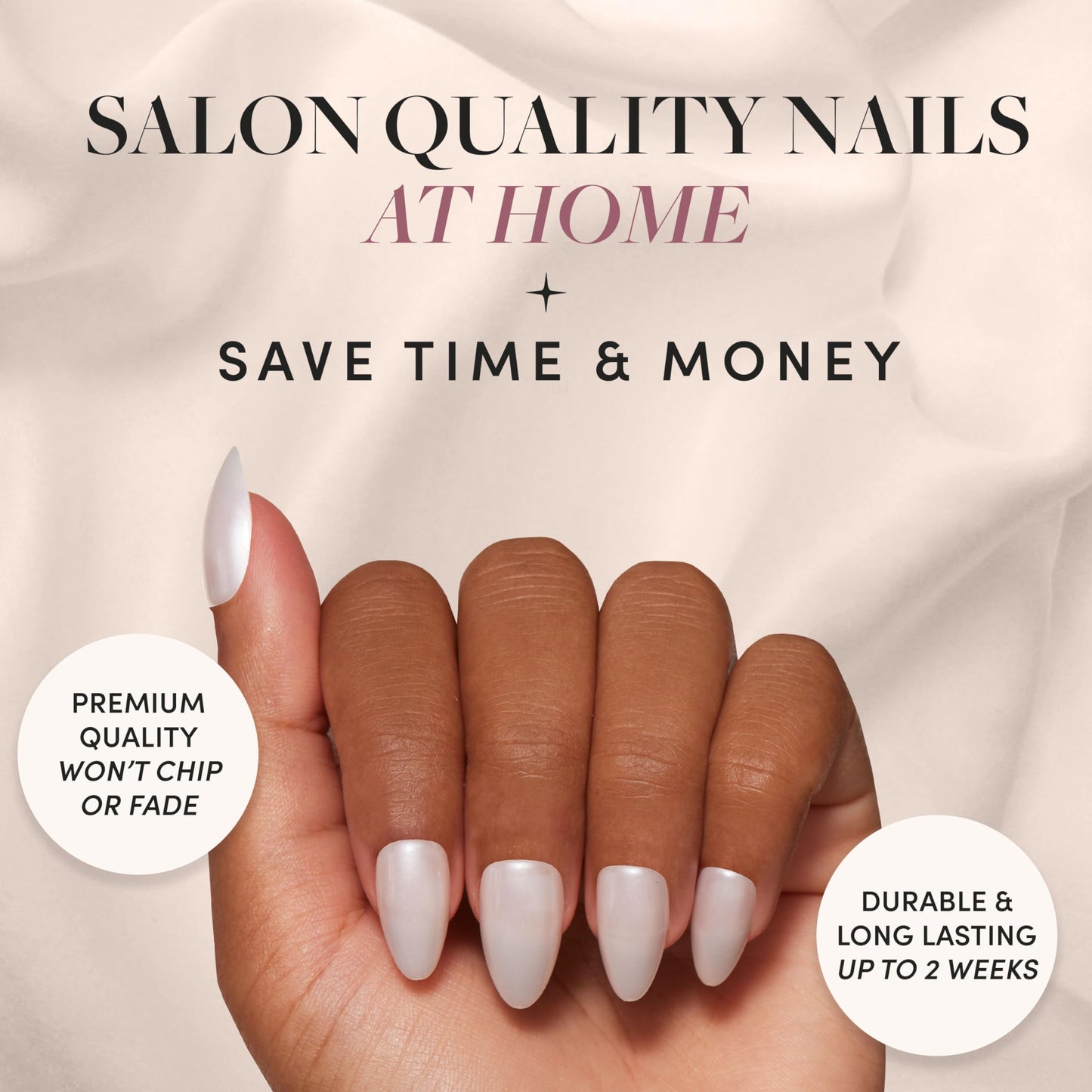 Glamnetic Press-On Nails Bundle - Cashmere Blue & Hailey | Opaque Soft Blue Short Squoval False Nails | Glazed Short Almond Fake Nails | Reusable, Salon-Quality Nail Kits
