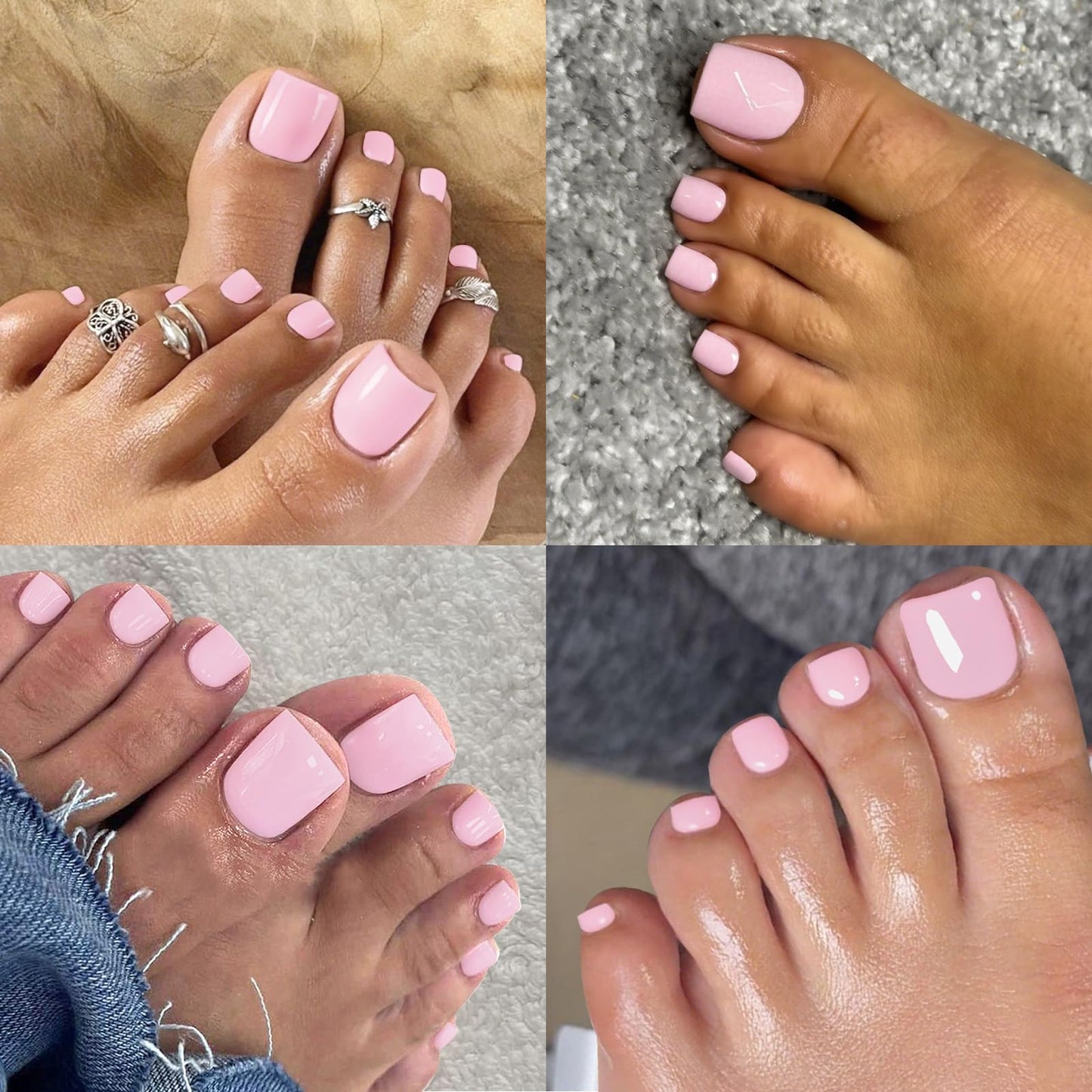 Lifextol 120PC Pink Press on Toenails for Women Fake Toe nail Press ons Acrylic Toe Press on Nails Set, Pink Press on Toe Nails Press on Fake Toenails Press ons Acrylic Toe Nail Tips Kit & Glue Tab-Q