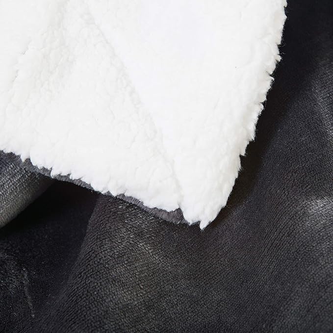 SOCHOW Sherpa Fleece Throw Blanket, Reversible Super Soft Luxurious Plush Blanket Throw Size, Dark Grey, 50"x60"