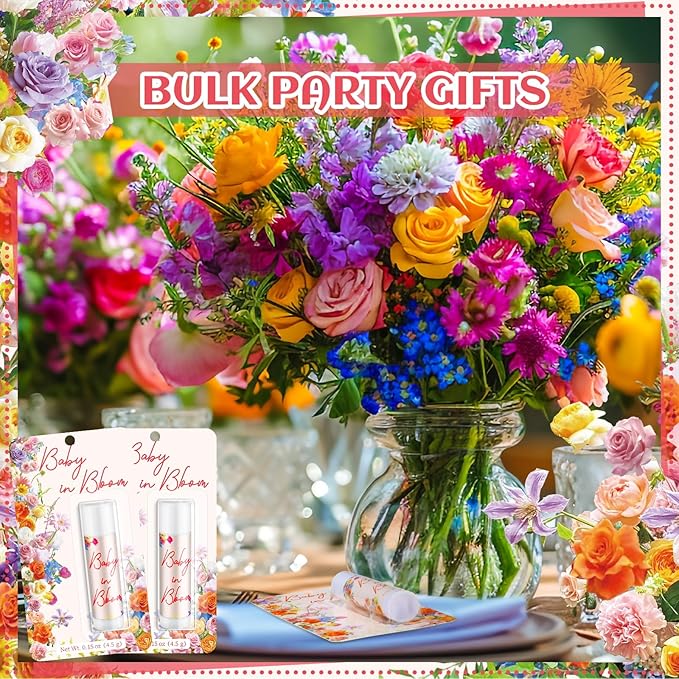30 Pack Baby in Bloom Party Gifts Baby Shower Games Prizes Bulk Lip Balms Favors for Winners Adults Guests Gender Reveal Favors Decorations Souvenirs Gift Bags Stuffers