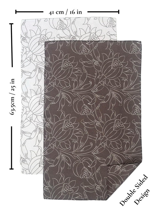 Trig Kitchen Towel. Tea Towel. Dish Cloth. Double Sided Design. Quick Dry Waffle Weave Microfiber. Highly Absorbent. Designer Prints. Modern. 2 Pack. Nora.