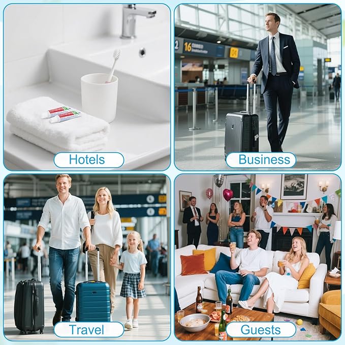 30 Tubes Travel Size Toothpaste in Bulk, Disposable Mini Mint Compact Small Pocket Size Essential Toothpaste for Vacation Hotel Shelter Homeless Nursing Home Charity Camping Single Use 0.17 oz/ 5g
