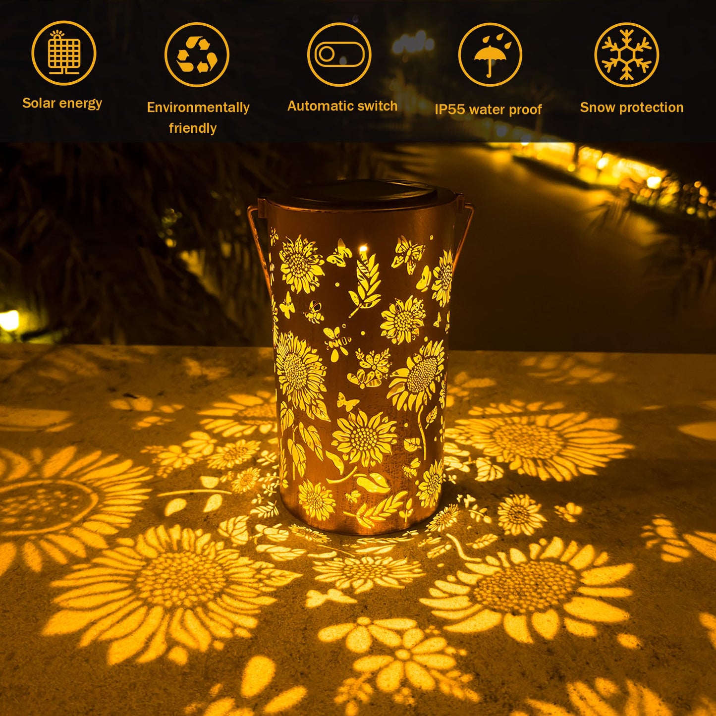 ANYTALK Birthday Gifts for Women Mom Grandma, Sunflower Solar Lanterns Outdoor Waterproof, Hanging Solar Lights for Yard, Patio, Porch, Garden Decor