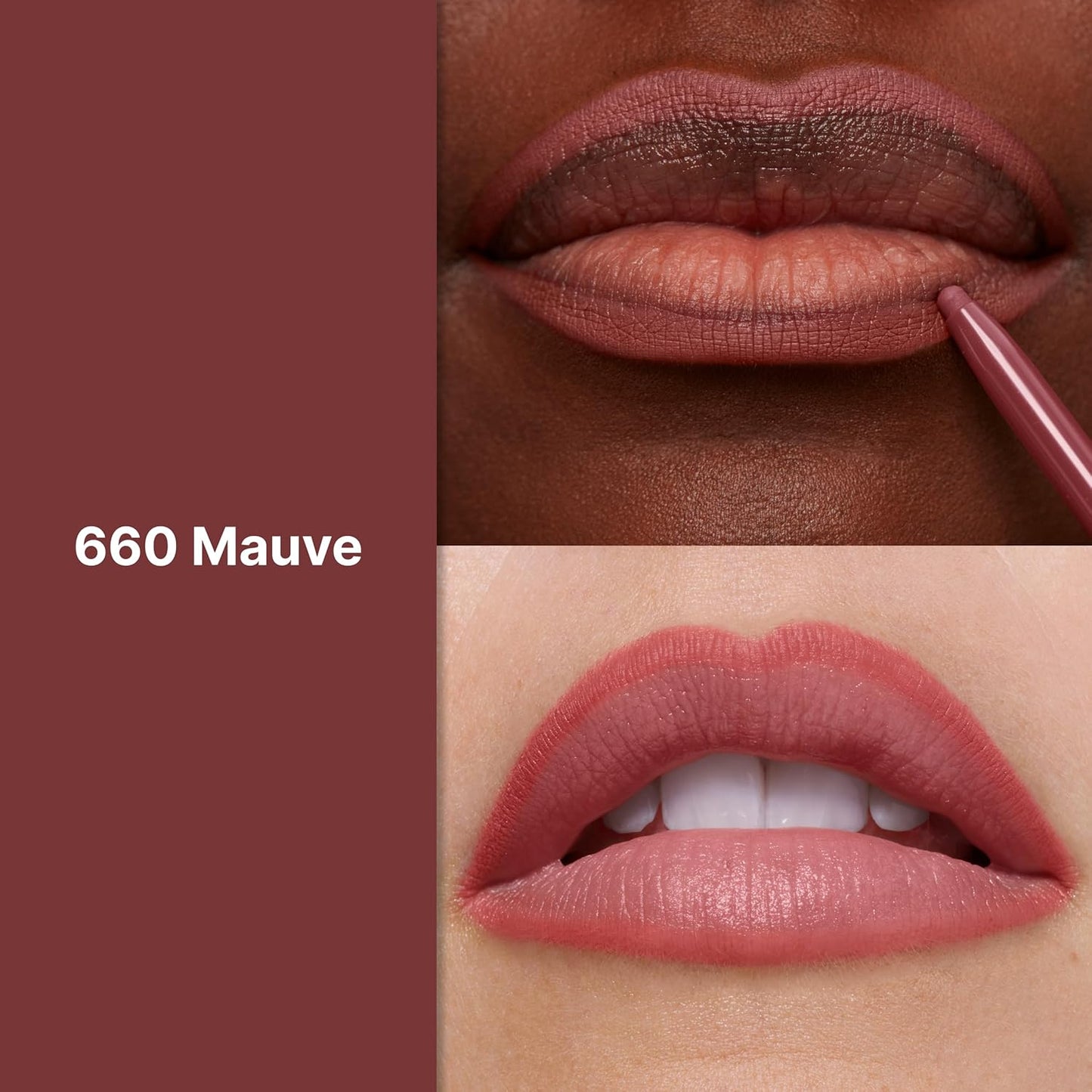Revlon Colorstay Lip Liner Makeup with Built-in-Sharpener, Longwear Rich Colors, Smooth Application, 660 Mauve, 0.01 oz