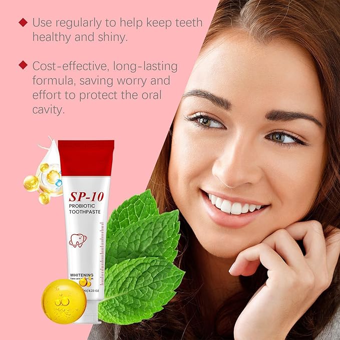 2 Pcs SP10 Probiotic Toothpaste - Whitening Toothpaste, Fresh Breath Formula，Stain Removal，Deep Cleaning Care
