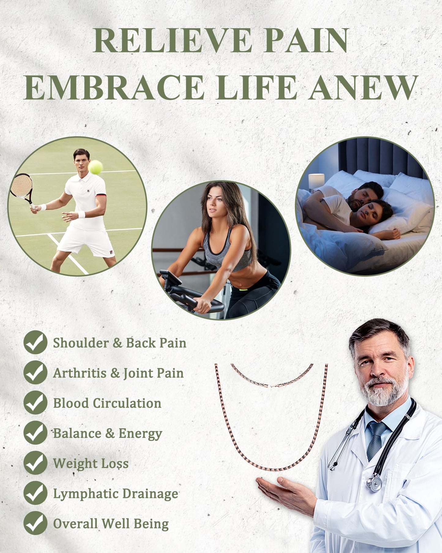 MagEnergy Copper Necklace for Men Women, Magnetic Necklace with 3500 Gauss Ultra Strength Neodymium Magnets, Adjustable Magnetic Jewelry with Sizing Tool (Copper-Plain)