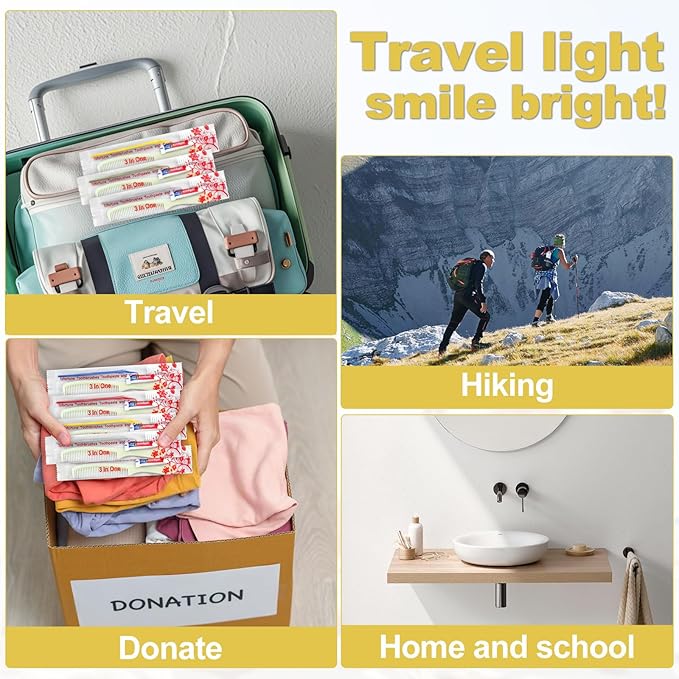 20 Pack Disposable Toothbrushes with Toothpaste and Comb for Homeless Individually Wrapped-Suitable for Hotel,Air Bnb,Shelter/Homeless/Nursing Home/Charity(（20 pcs）)