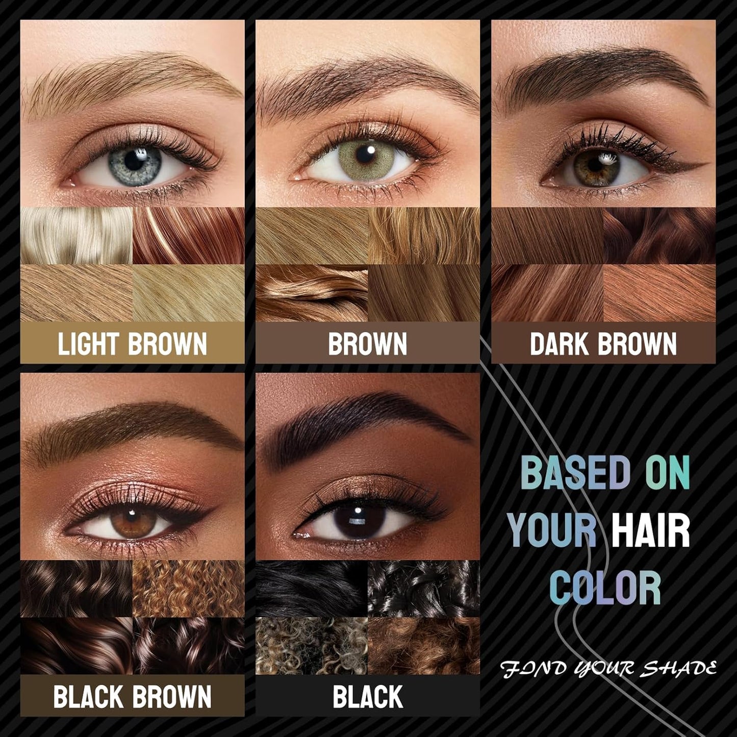Microblading Eyebrow Pen, Curved Eyebrow Pencil 2-in-1 Dual-Ended Eyebrow Pencil 2-Fork-Tip and Single Tip Creates Natural Eyebrows Waterproof Long-lasting(Black)