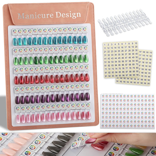 C12rtive 75 Magnetic Nail Color Display Board,96 PCS Magnetic Nail Tips with 1-200 Number Stickers,Professional Manicure Color Chart Swatches Book for Nail Salon Home DIY Nail Art Design(Pink)