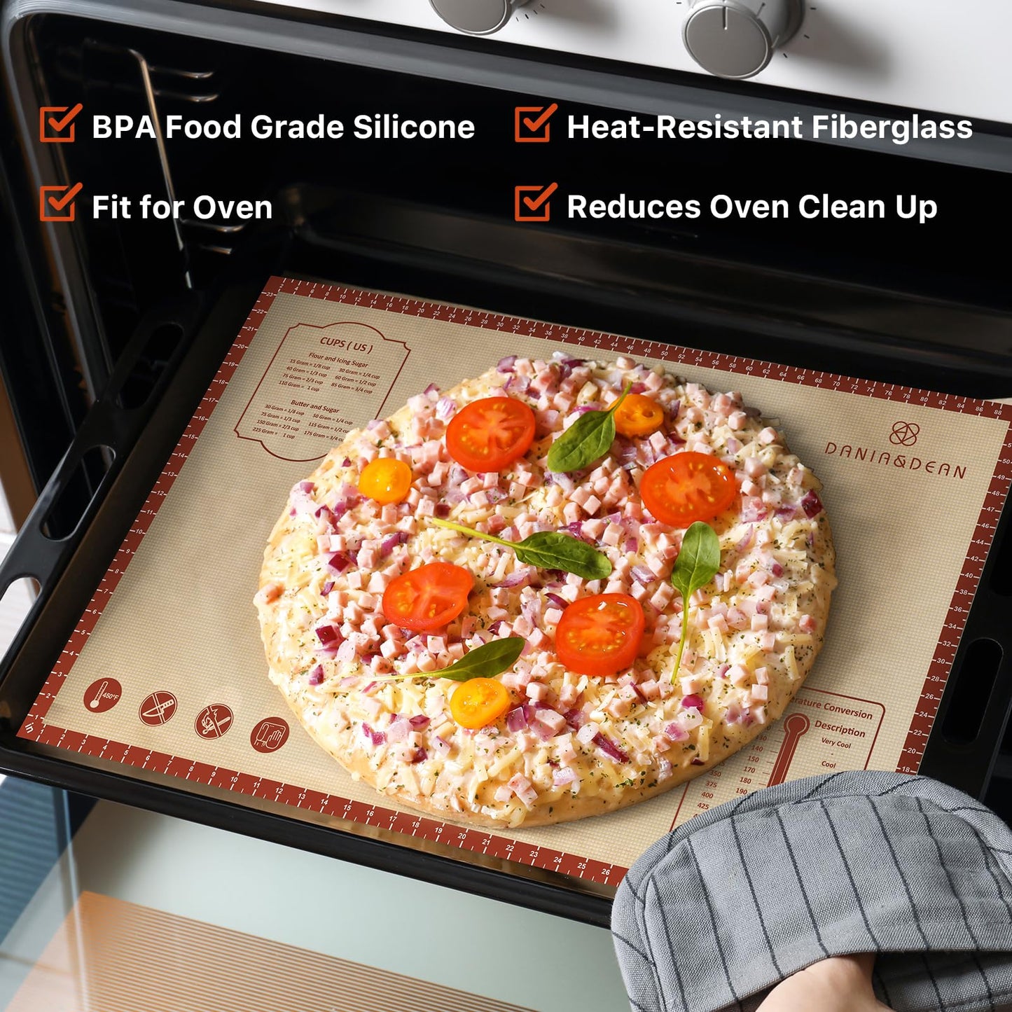 Silicone Baking Mat,36" x 24" Extra Thick Large Non Stick Sheet Mat with Measurement Non-slip Dough Rolling Mat,Reusable Food Grade Silicone Counter Mat for Making Cookies,Macarons,Bread and Pastry