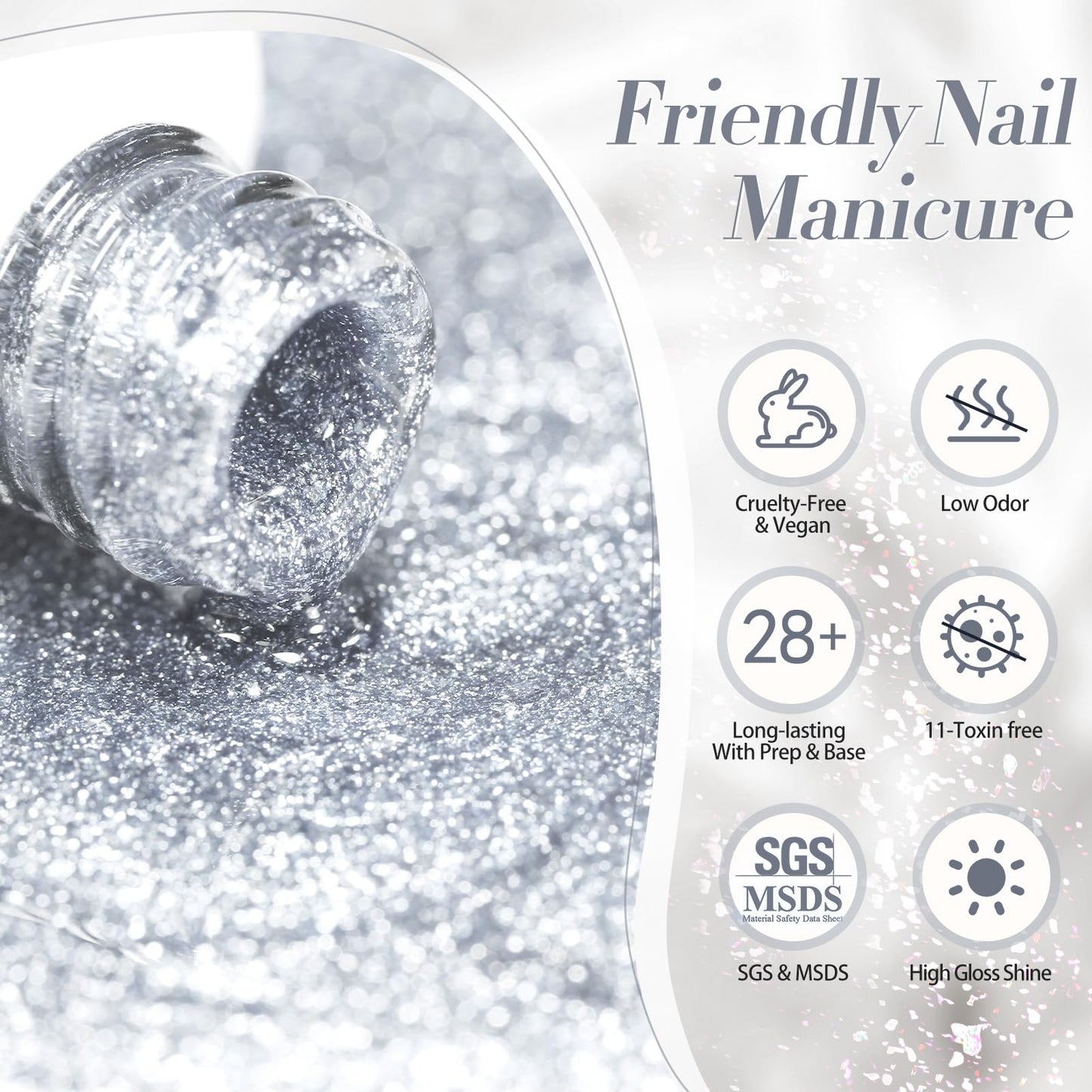 Born Pretty Magnetic Gel Polish Platinum Glitter Cat Magnetic Gel Nail Polish Silver Rose Gold Pink Red Purple Nail Salon DIY at Home