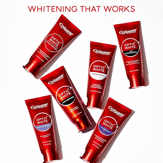 Colgate Optic White Advanced Hydrogen Peroxide Toothpaste, Teeth Whitening Toothpaste Pack, Enamel-Safe Formula, Helps Remove Tea, Coffee, and Wine Stains, Sparkling White, 2 Pack, 4.5 oz