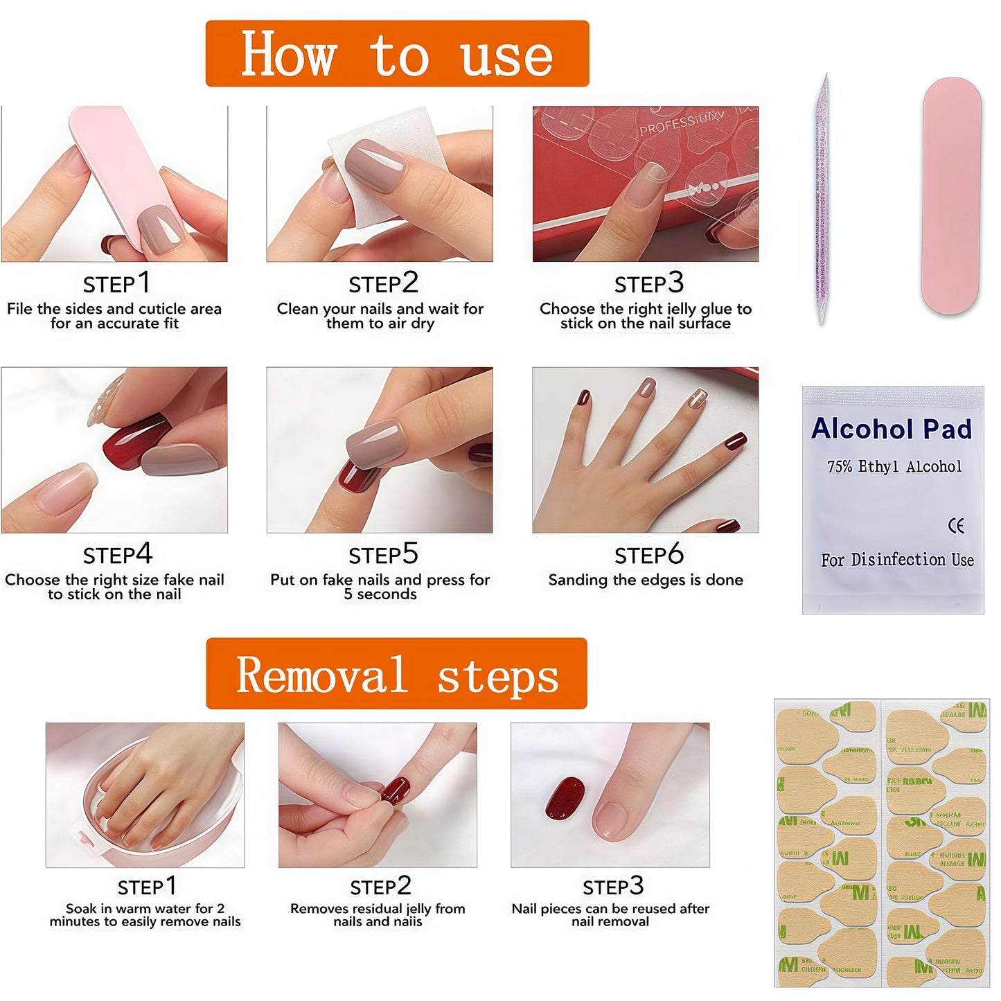 Gold French Tip Press on Nails Medium Almond Fake Nails with Pearl Designs 3D Irregular French Tips Gold Edge False Nails Glossy Nude Acrylic Glue on Nails for Women Girls Manicure Decorations 24Pcs