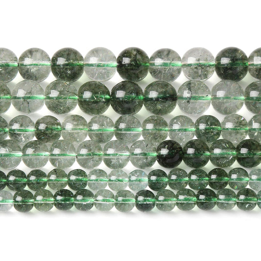 45PCS 8MM Green Crackle Phantom Ghost Crystal Beads for Jewelry Making DIY Bracelet Necklace Accessories 15" Energy Healing Power Stone Beads