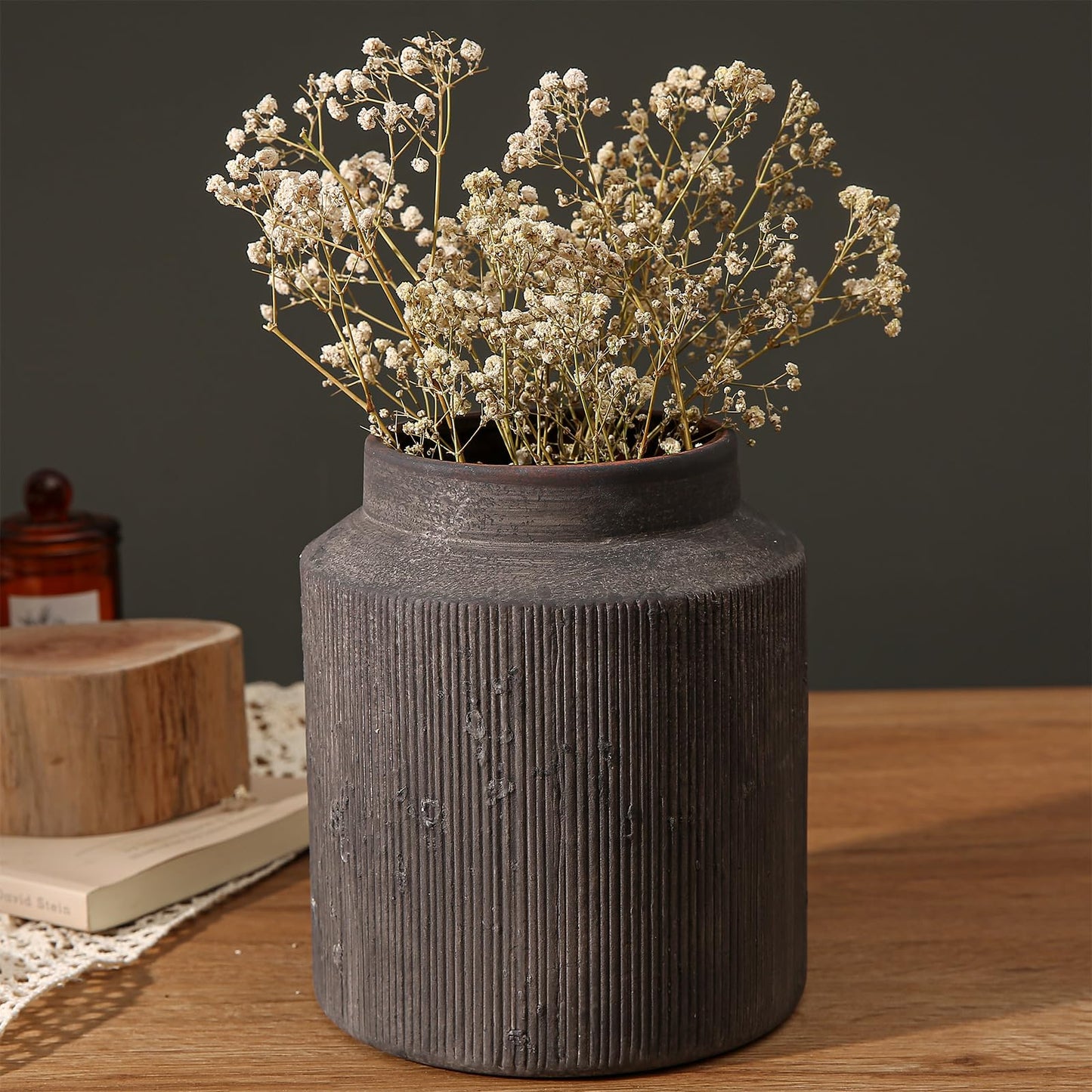 Rustic Vases for Home Decor. Ceramic Vase for Dining Table Decor. Terracotta Decorative Vase 6.1IN. ZSHLXM