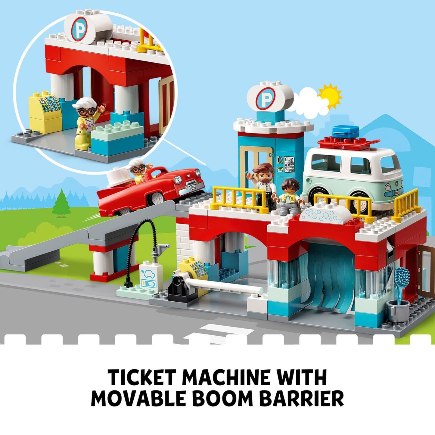 LEGO DUPLO Parking Garage and Car Wash Set 10948, Learning Toy for Toddlers with Garage, Gas Station & Toy Cars, Gifts for 2 Plus Year Old Boys & Girls